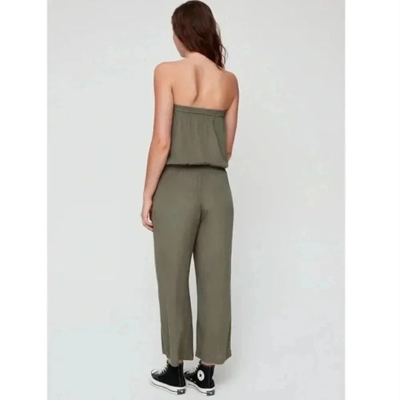 Aritzia Sunday Best Green Taggie Tabata Jumpsuit Pockets Strapless Size Small - Picture 3 of 11